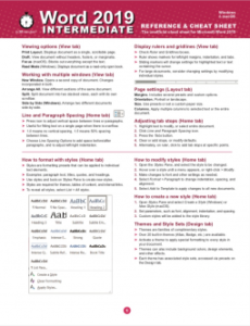 Word 2019 Intermediate Desktop Reference and Cheat Sheet